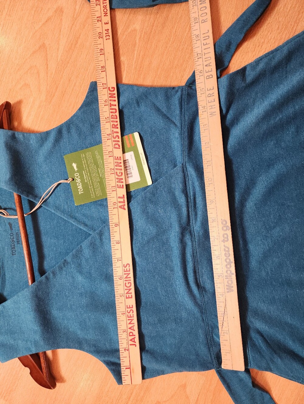 NWT Toad&Co Blue Surplice Sleeveless Tie Waist Dress Pockets Organic Cotton Sz M - Picture 8 of 16